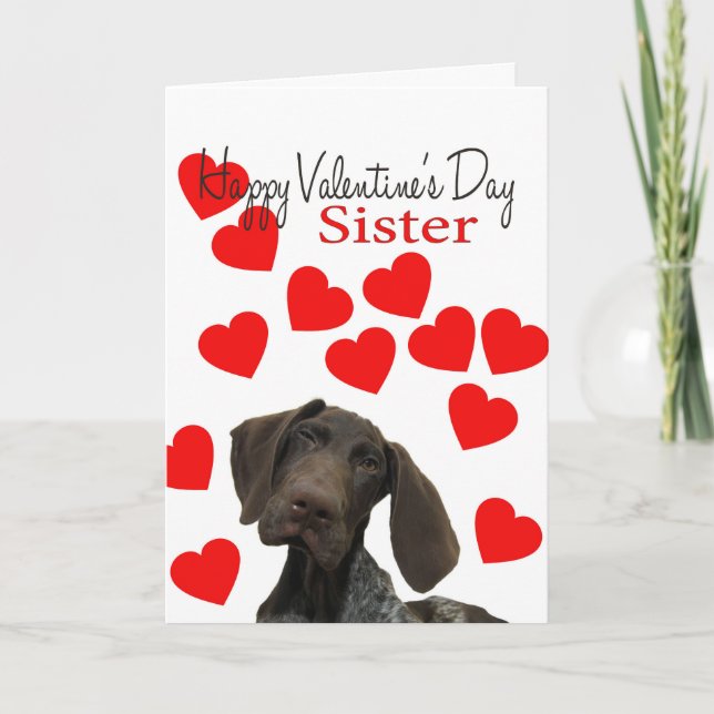 Sister Glossy Grizzly Valentine Puppy Love Holiday Card (Front)