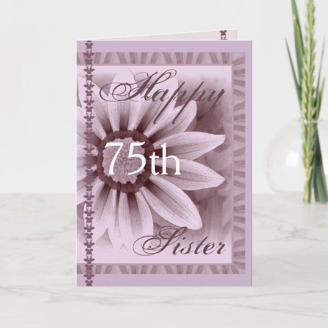 SISTER  - Happy 75th Birthday - LAVENDER Flower Card (Front)
