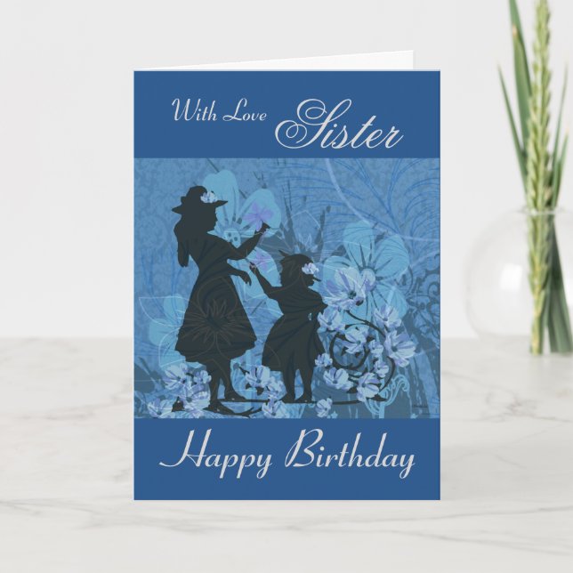 Sister / Happy Birthday - Garden Silhouettes Card (Front)