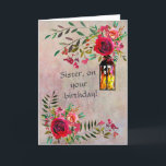 SISTER Happy Birthday with Flowers Card<br><div class="desc">Say Happy Birthday to your sister with a stunning floral card --  with opportunity to personalise messages.</div>