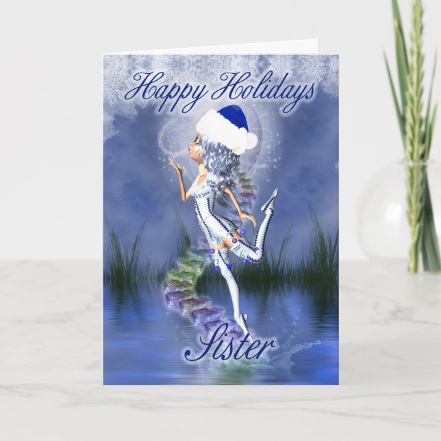 Sister - Happy Holidays - Christmas Card - Frost F (Front)