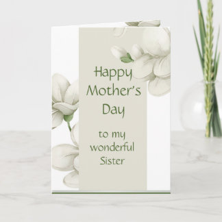 Sister Happy Mother's Day White Flowers Floral Holiday Card