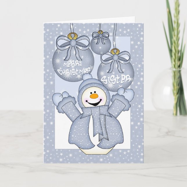 sister, happy snowman christmas card (Front)