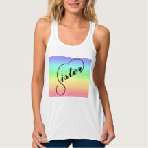 Sister heart colourful rainbow