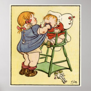 Sister In Highchair Early 1900's Poster