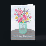 Sister-in-Law Birthday Blessings Jar Vase Flowers Card<br><div class="desc">Send your Sister-in-Law blessings not just on her birthday but throughout the year. Pretty watercolor-looking flowers in a mason jar vase are set on a striped tablecloth. Perfect religious birthday card for your Sister-in-Law.</div>