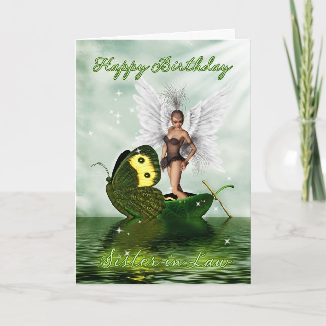 Sister in Law, Birthday Card - Fantasy Swan Fairy (Front)