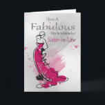 Sister-in-Law, Birthday Greeting With Female Card<br><div class="desc">Contemporary Birthday Greeting With Female In A Stylish Dress,  with blended colours and sketch style,  with watercolor splash on a blended grey background.</div>
