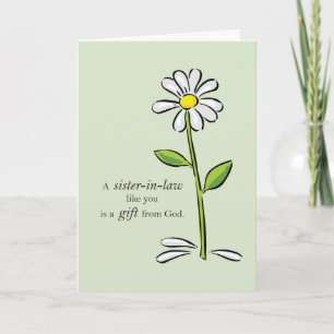 Sister-in-Law Birthday, Religious Green Daisy Flow Thank You Card