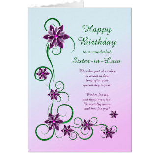 Sister in Law Birthday with Scrolls and Flowers