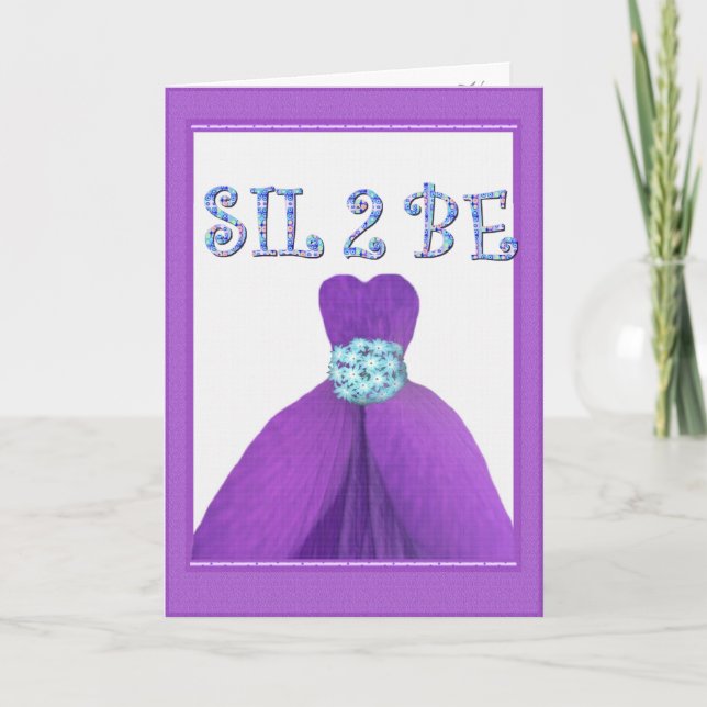 SISTER-IN-LAW Bridesmaid PURPLE Flower Petal Dress Invitation (Front)