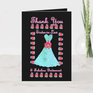 Sister-in-Law Bridesmaid THANK YOU - Blue Gown Card