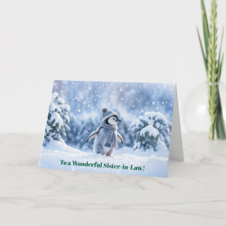 Sister in Law Cute Christmas Holiday Penguin  Card