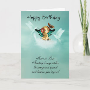 Sister in Law Fairy Birthday Card With Doves