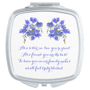 Sister-in-Law Gift, Flowers and Poem Compact Mirror