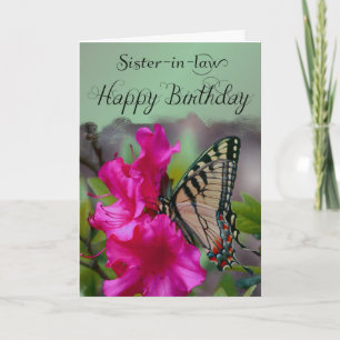 Sister-in-Law / Happy Birthday - Butterfly Card