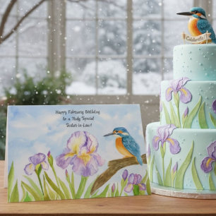 Sister-in-Law Happy February Birthday Kingfisher Card