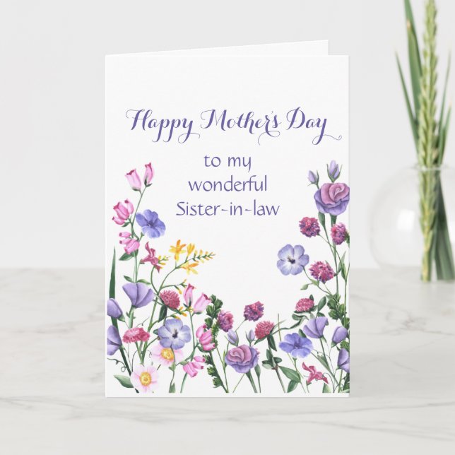 Sister-in-law Happy Mother's Day Colourful Flowers Holiday Card (Front)