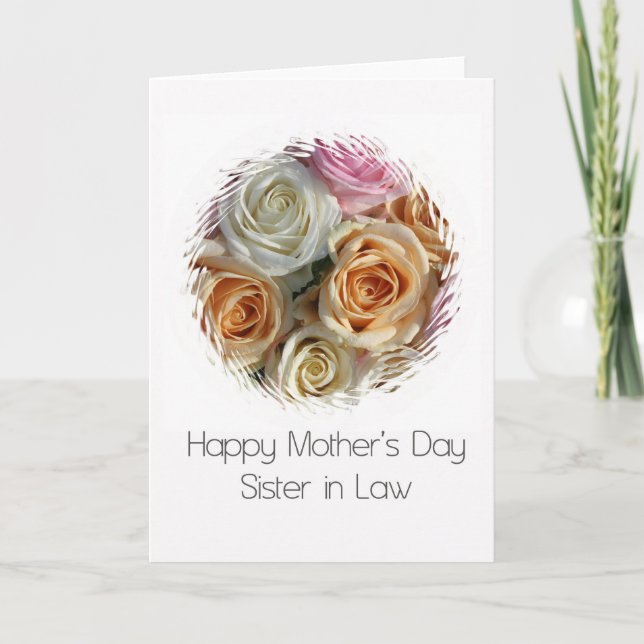 Sister in Law Happy Mother's Day rose card (Front)