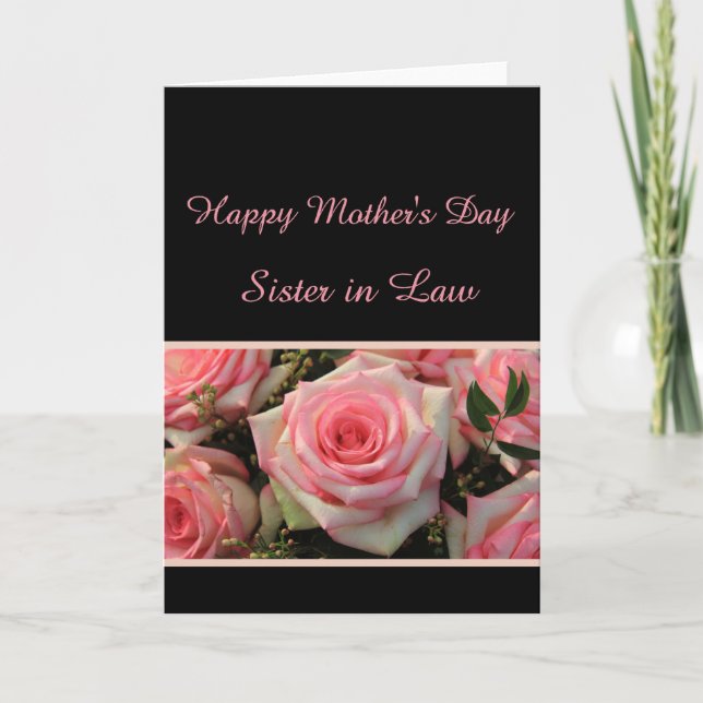 Sister in Law Happy Mother's Day rose card (Front)