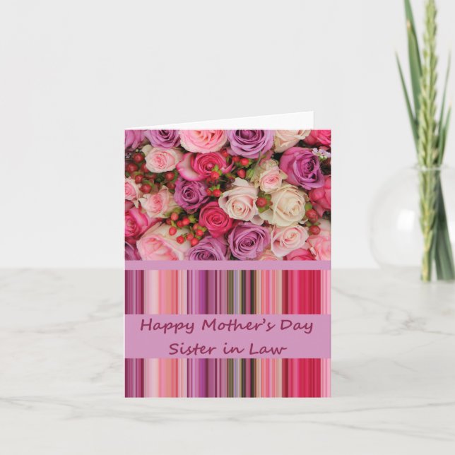 Sister in Law Happy Mother's Day rose card (Front)