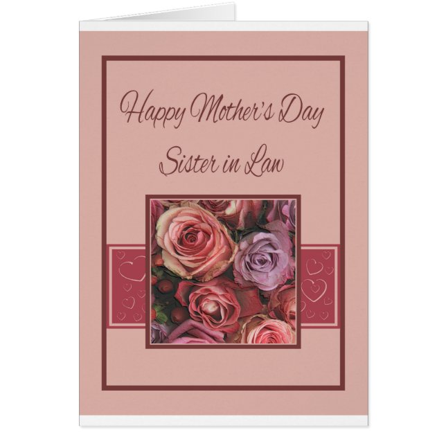 Sister in Law Happy Mother's Day rose card (Front)