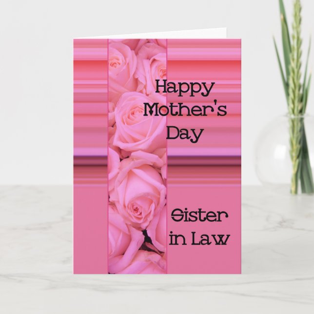 Sister in Law Happy Mother's Day rose card (Front)