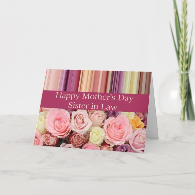 Sister in Law  Happy Mother's Day rose card (Front)
