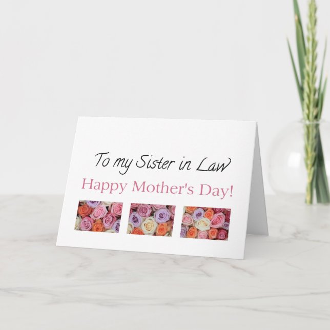 Sister in Law  Happy Mother's Day rose card (Front)