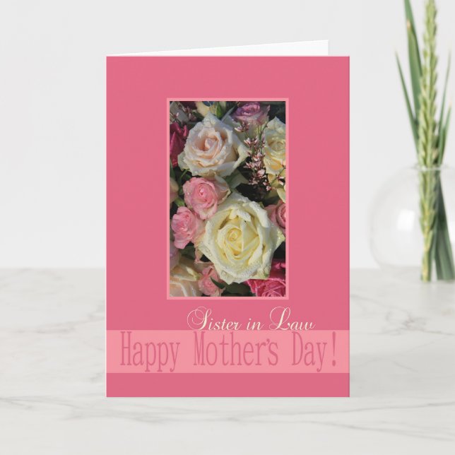 Sister in Law Happy Mother's Day rose card (Front)