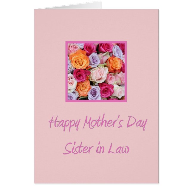 Sister in Law Happy Mother's Day rose card (Front)