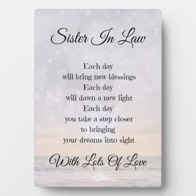 Sister In Law Love and Encouragement gift Plaque (Front)