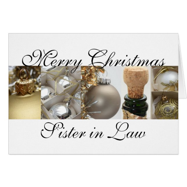 Sister in Law merry christmas gold on white christ (Front Horizontal)
