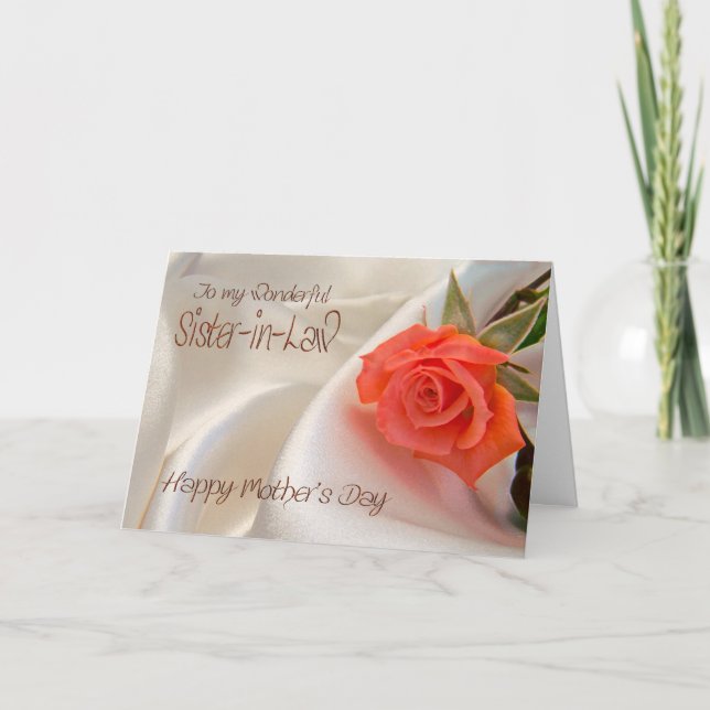 Sister-in-Law, Mother's day card with a pink rose (Front)