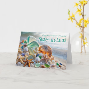 Sister in Law Mothers Day Pretty Beach Seashells Card