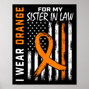 Sister In Law Multiple Sclerosis Ms Flag Gifts Poster