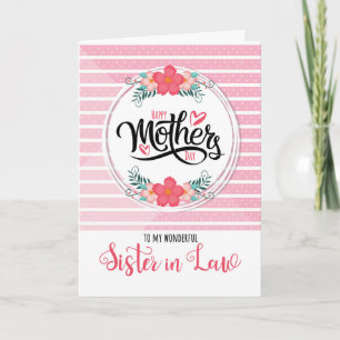 Sister in Law on Mother's Day Pink Bontanical Card