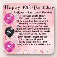 Sister in Law Poem 40th Birthday