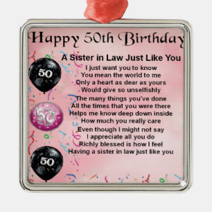Sister in Law Poem - 50th Birthday Metal Tree Decoration