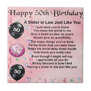 Sister in Law Poem - 50th Birthday Tile