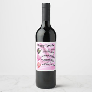 Sister in Law Poem Bottle Label Happy Birthday