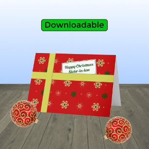 Sister-in-law red Christmas parcel Holiday Card