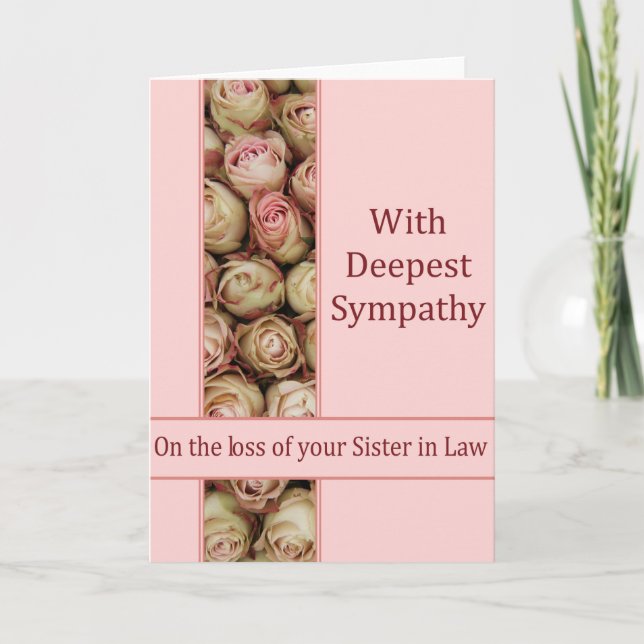 Sister in Law  Sympathy card with Roses (Front)
