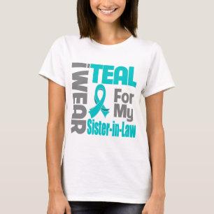 Sister-in-Law - Teal Ribbon Ovarian Cancer Support T-Shirt