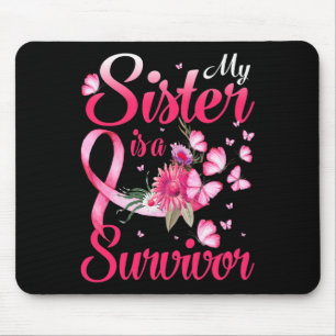 Sister Is A Survivor Butterfly Breast Cancer Aware Mouse Mat