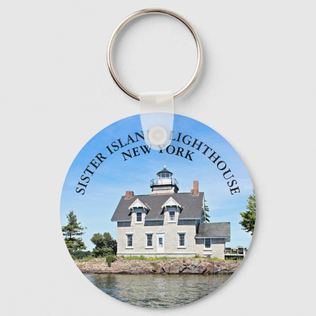 Sister Islands Lighthouse, New York Round Keyring (Front)