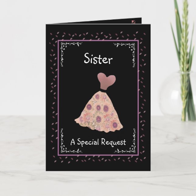SISTER - Junior Bridesmaid - Peach and Mauve Dress Invitation (Front)