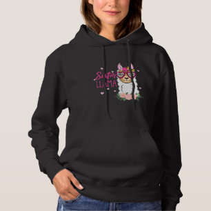 Sister LLama Boho Flowers Pink Heart Hoodie