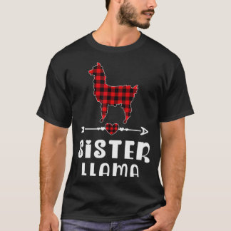 Sister Llama Christmas Pajama Red Plaid Buffalo Fa T-Shirt