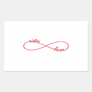 Sister love, infinity sign rectangular sticker